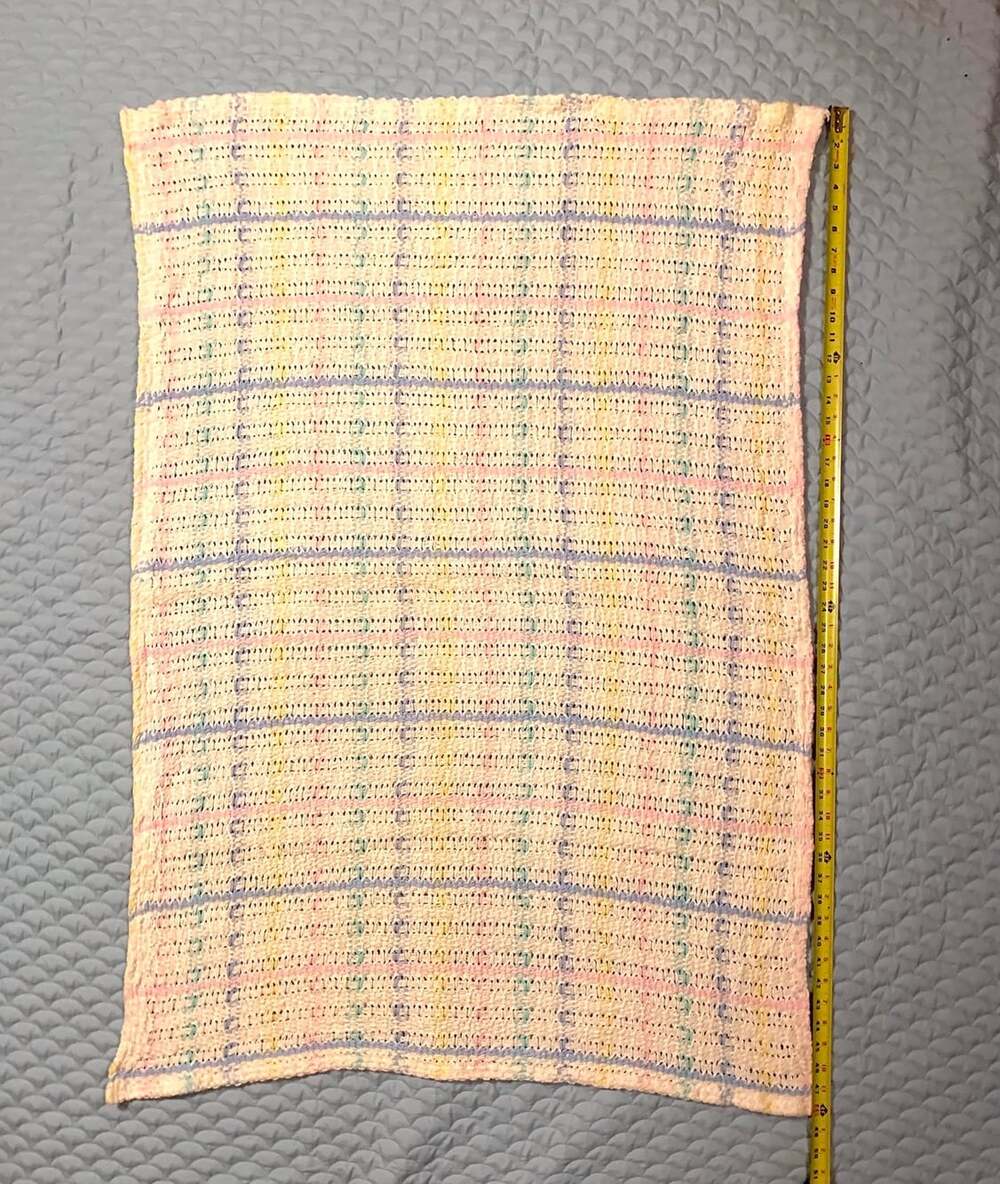 vintage crochet pastel handmade baby blanket 48”x35.5”